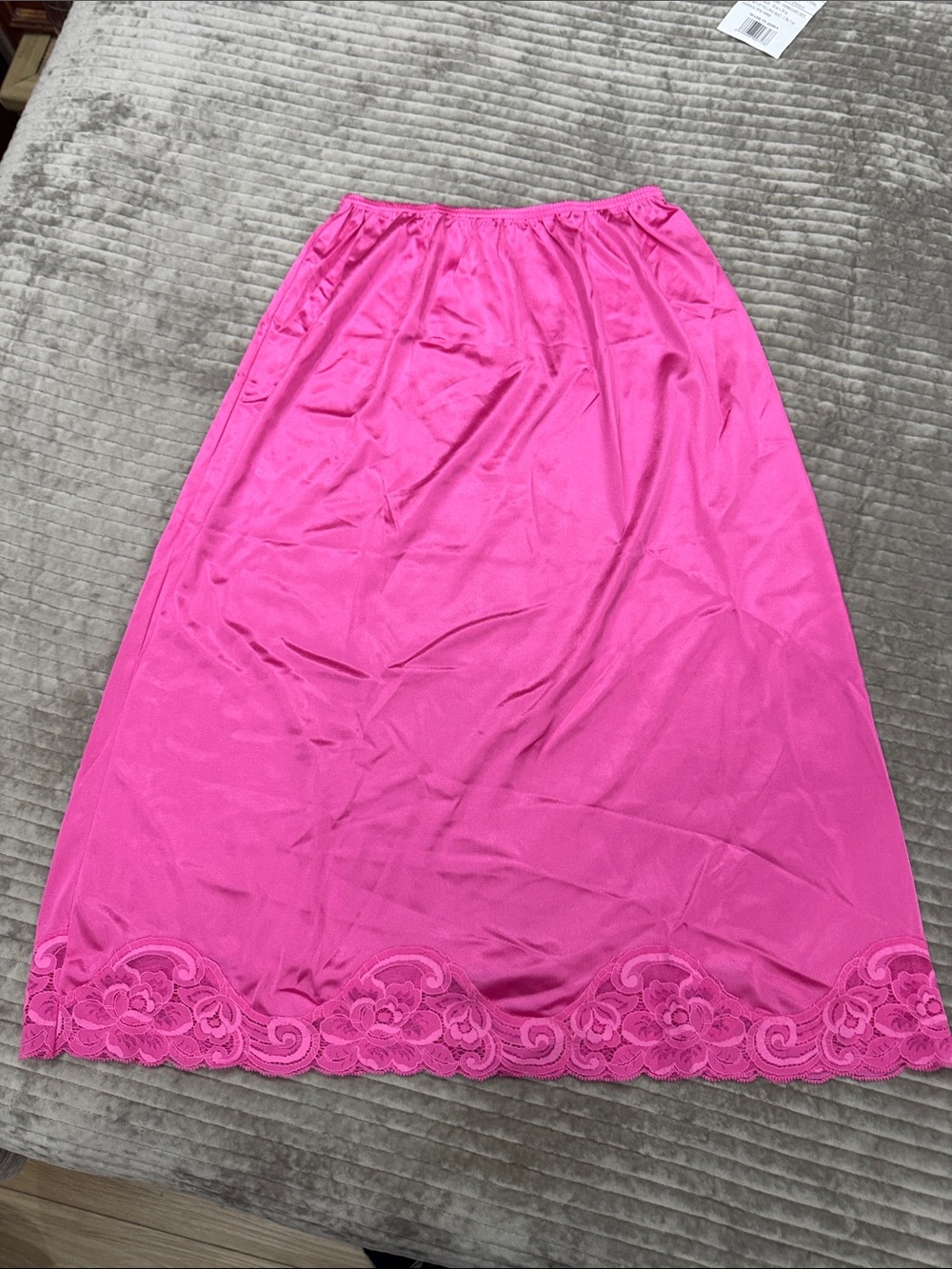 Vanity Fair Bubble Gum Pink Half Slip with Lace Hem